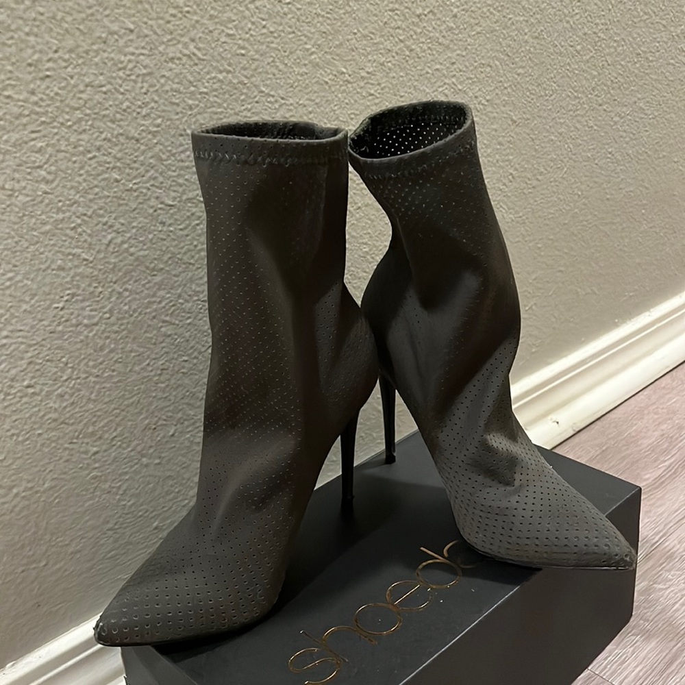 Olive slip on sock bootie